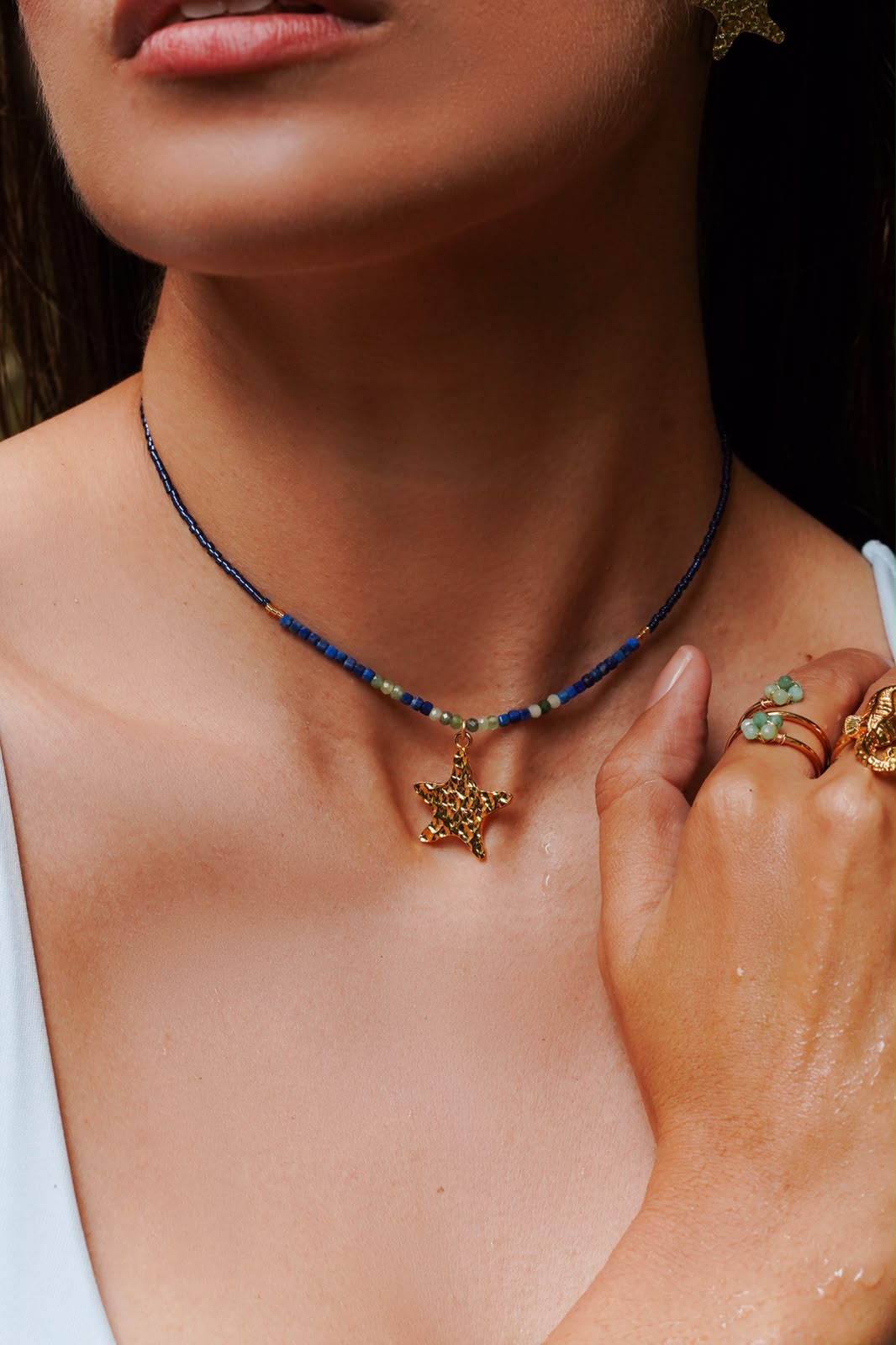 Collar Renacer - Estrella de mar con lapislázuli y esmeralda