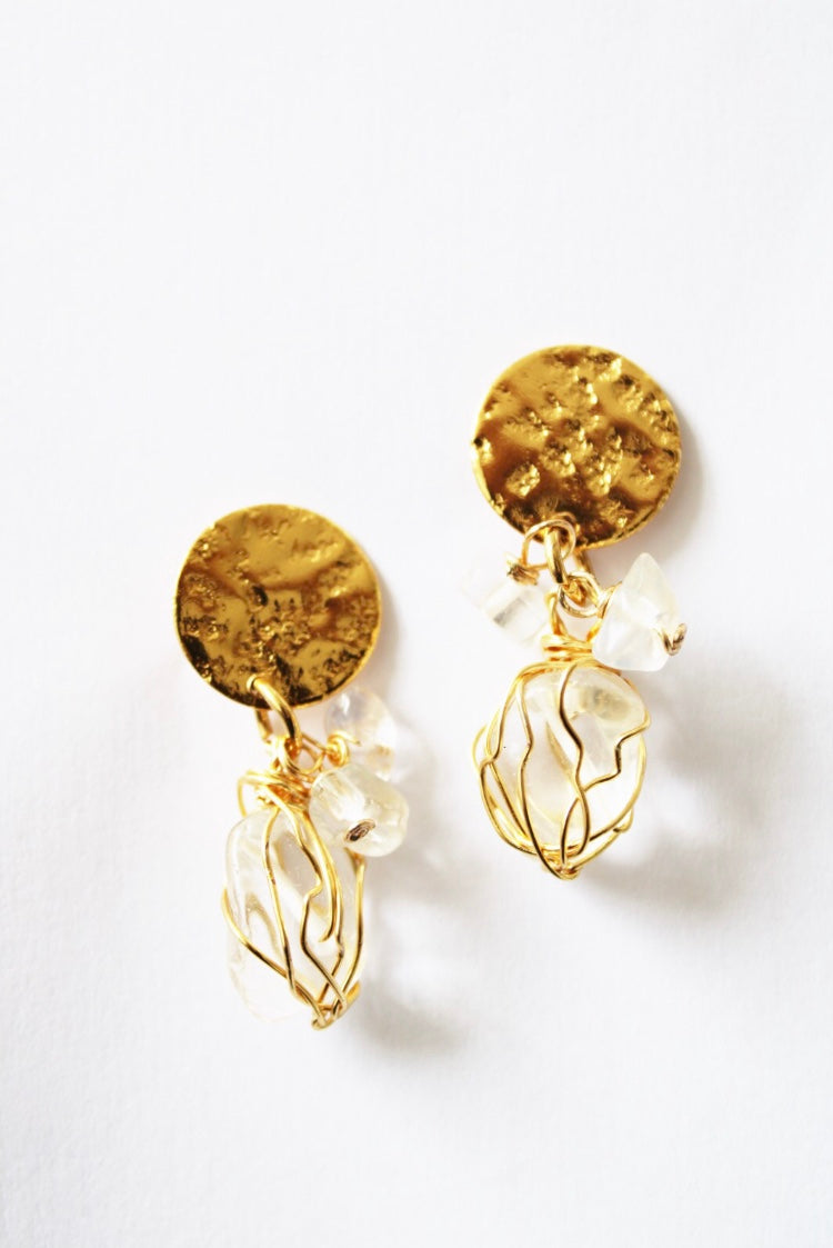 Aretes gotas de cuarzos