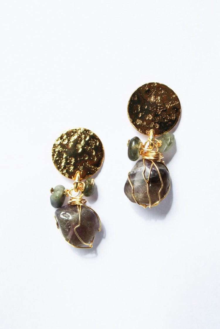 Aretes gotas de cuarzos